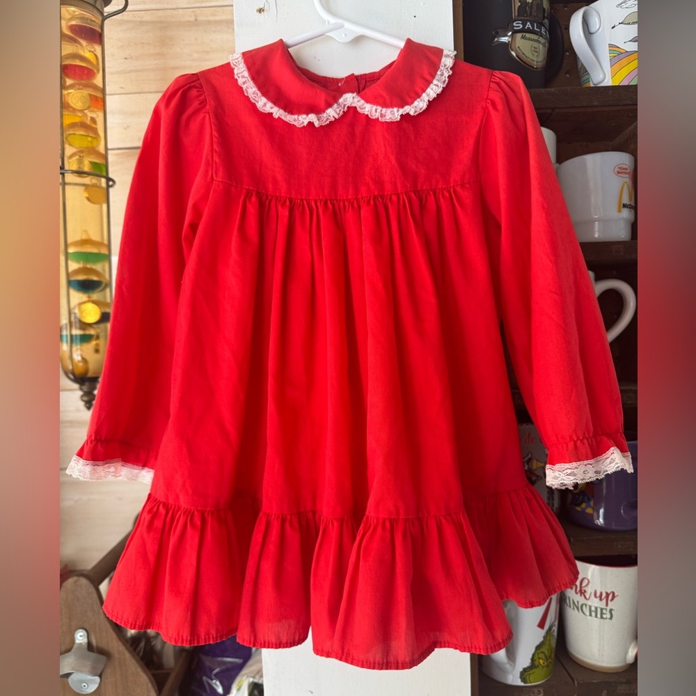 Vintage Bryan red ruffle baby dress 2T?